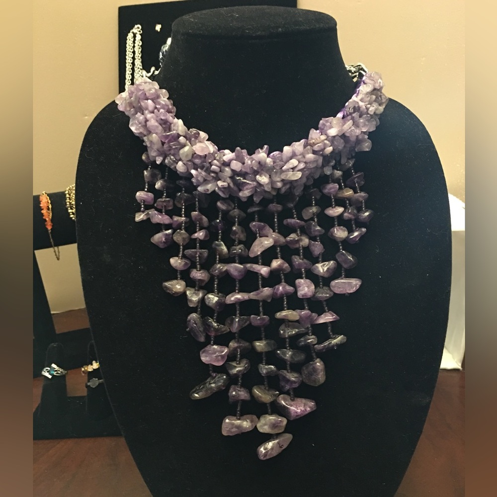 Amethyst Cluster Statement Necklace - image 1